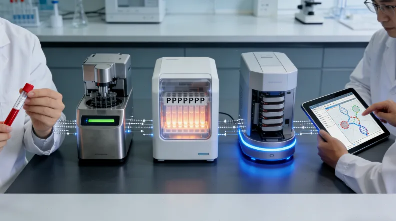 基因检测实验室内部高通量测序仪工作状态