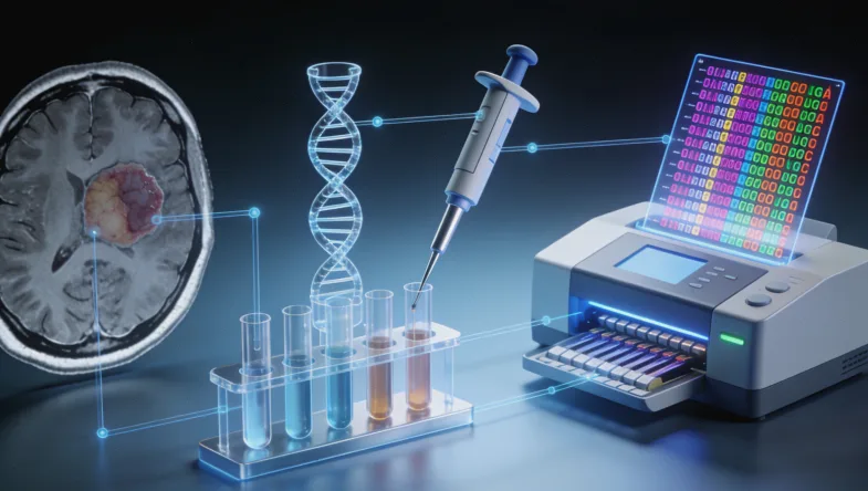 基因检测技术从单基因到多组学的演进示意图