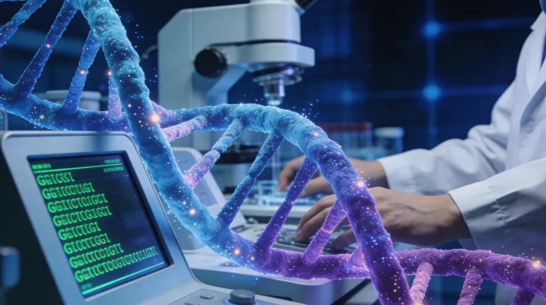 BRCA基因在DNA双螺旋上的示意图