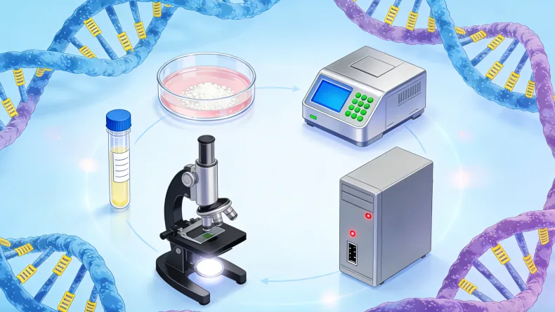 FISH检测原理示意图：红绿荧光信号探针