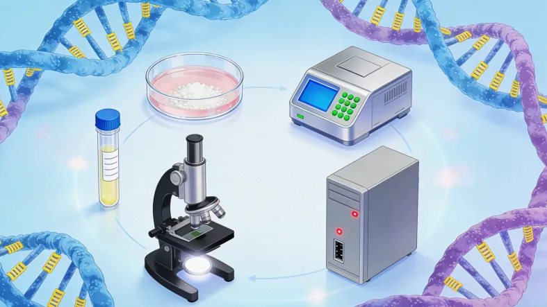 乳腺癌肿瘤组织病理切片与基因分析示意图