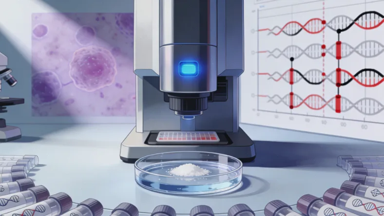 FISH检测原理示意图:荧光探针结合基因