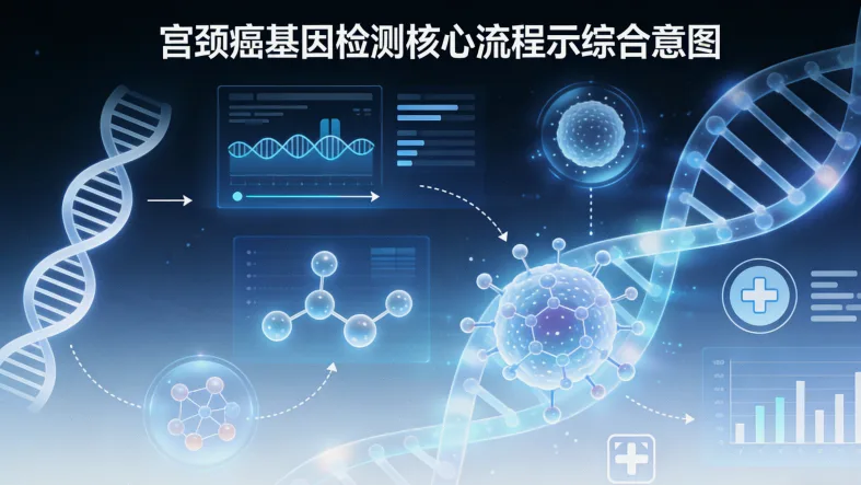 FISH检测原理示意图:荧光探针结合目标基因