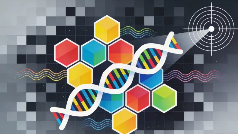 FISH检测原理示意图：发光探针结合基因