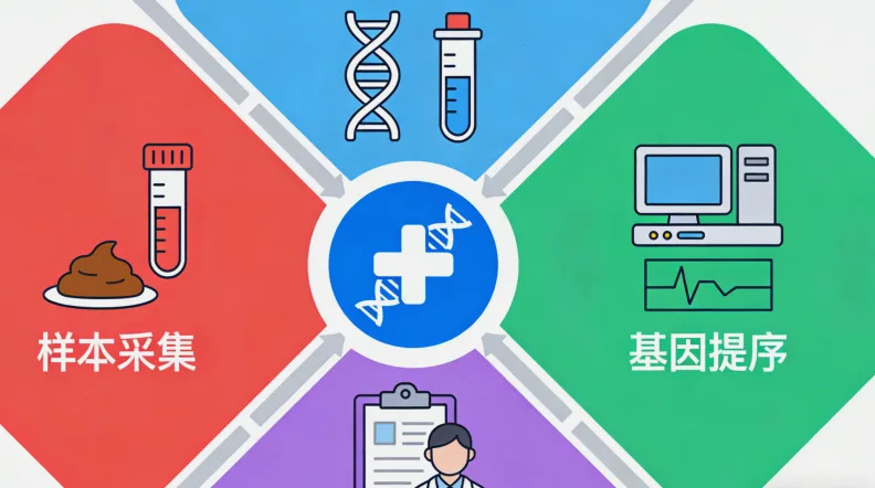 肠癌基因检测主要类型与目的示意图