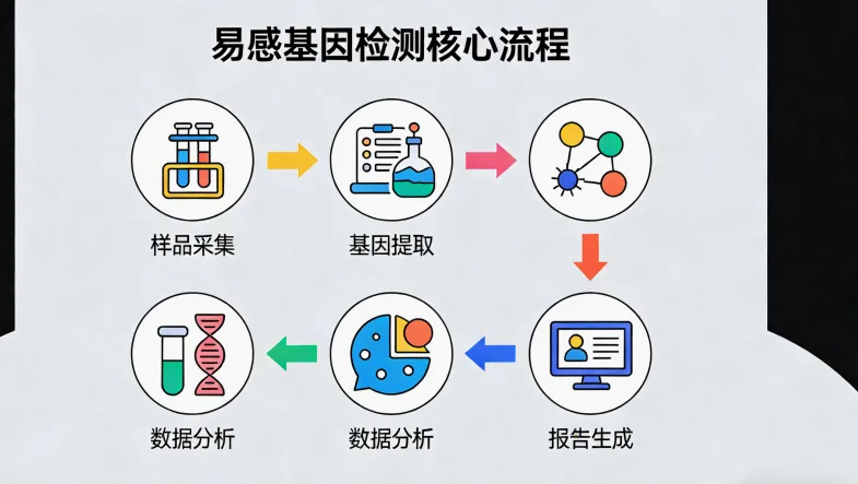 肠癌基因检测核心流程示意图