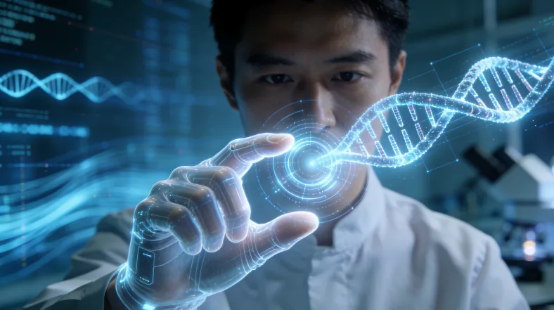 基因DNA双螺旋结构及突变位点标注图