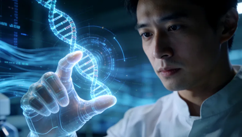 NGS测序仪正在进行基因检测工作流程