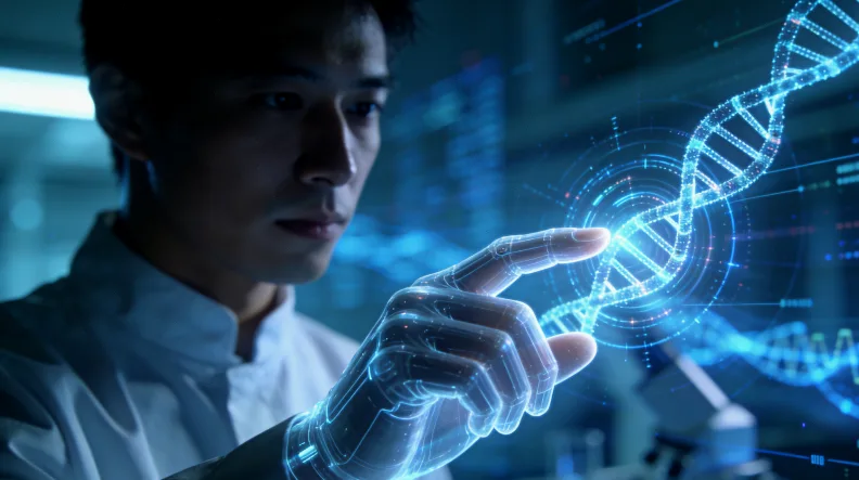 医生向女性患者解释基因检测报告