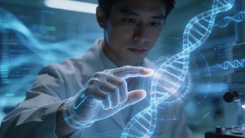 DNA双螺旋结构示意图,标注突变位点