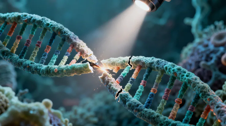 DNA双链断裂与BRCA蛋白修复示意图