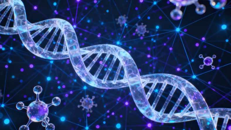 ctDNA在血液中循环的微观概念图