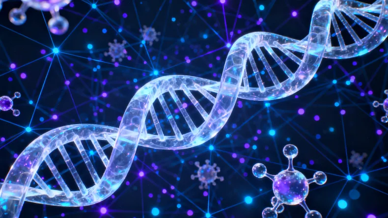 基因双螺旋结构抽象示意图