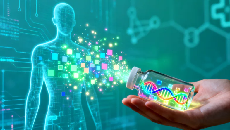 加密锁与基因数据链抽象概念图