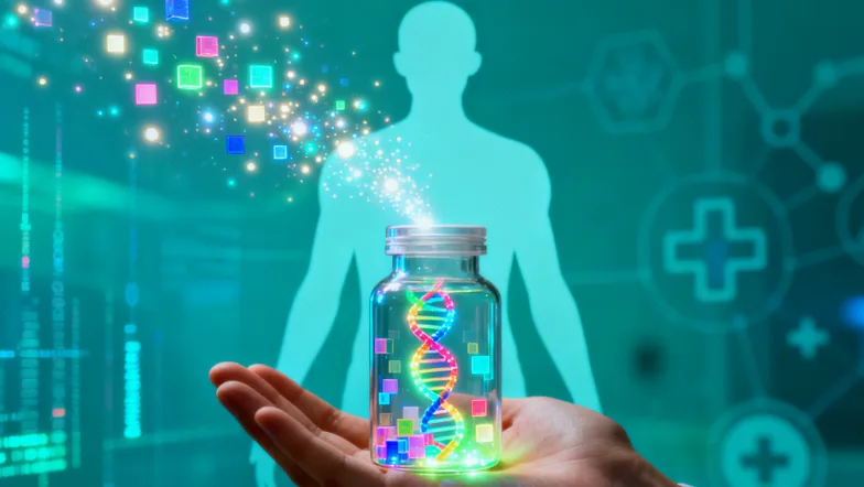 DNA双螺旋结构示意图，高亮标记特定基因位点