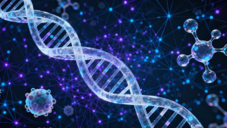 基因双螺旋结构示意图，其中一段高亮标出