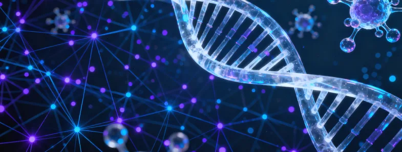 肠癌细胞与基因检测概念图